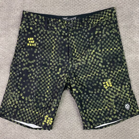 Vans Vanphibian Series Board Shorts Men's 36 Black Green Yellow Swim Hybrid - Picture 1 of 15